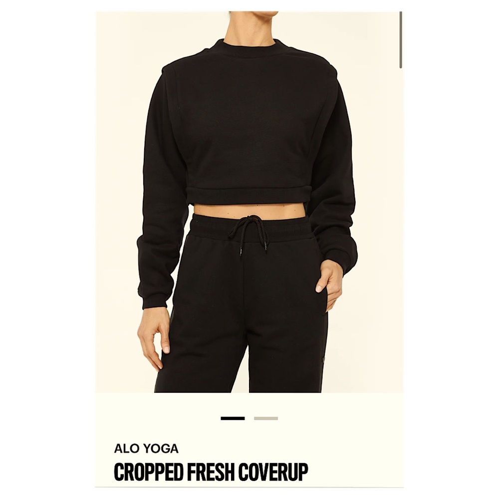 NWT ALO Yoga Cropped Fresh Crop Coverup Sweatshirt in Black